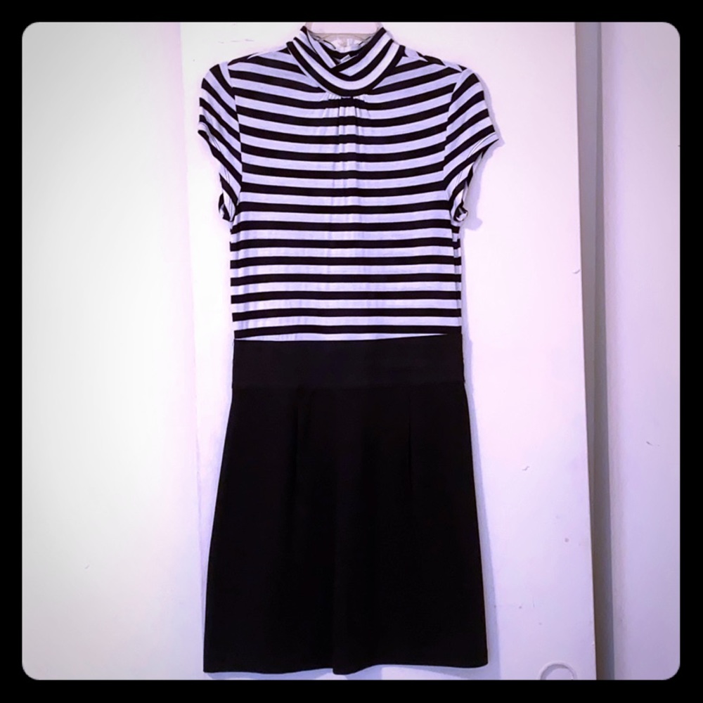 Black and white striped dress